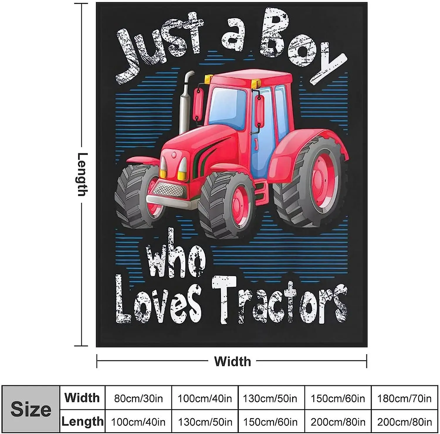 Just A Boy Who Love Tractors Blanket Red Tractor Decor Throw Blanket Gifts for Girls Boys Super Warm Soft Plush