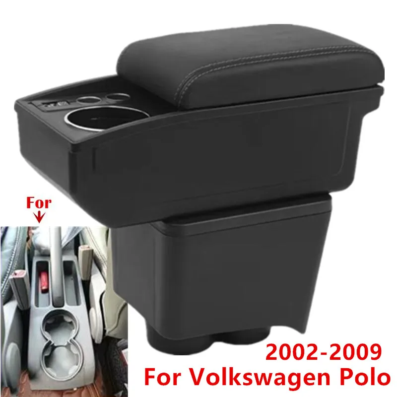 For Volkswagen Polo Armrest Box for VW Polo 9N 3 Car Armrest Dedicated 2002-2009 Double-Layer Storage Box Retrofit Accessories