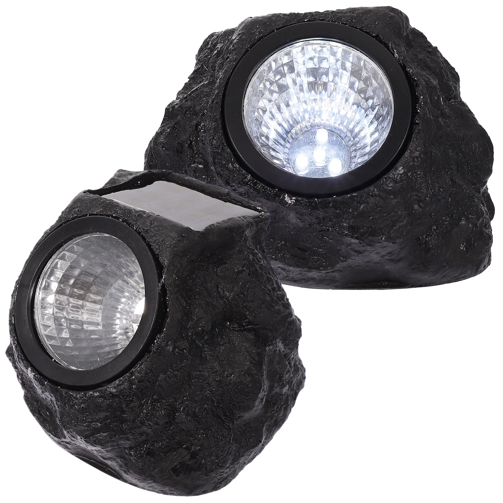 

2Pcs Solar Spotlight Outdoor Flood Light Waterproof Lawn Lamp with Stylish Stone Design 3 LED Energy Saving Lighting