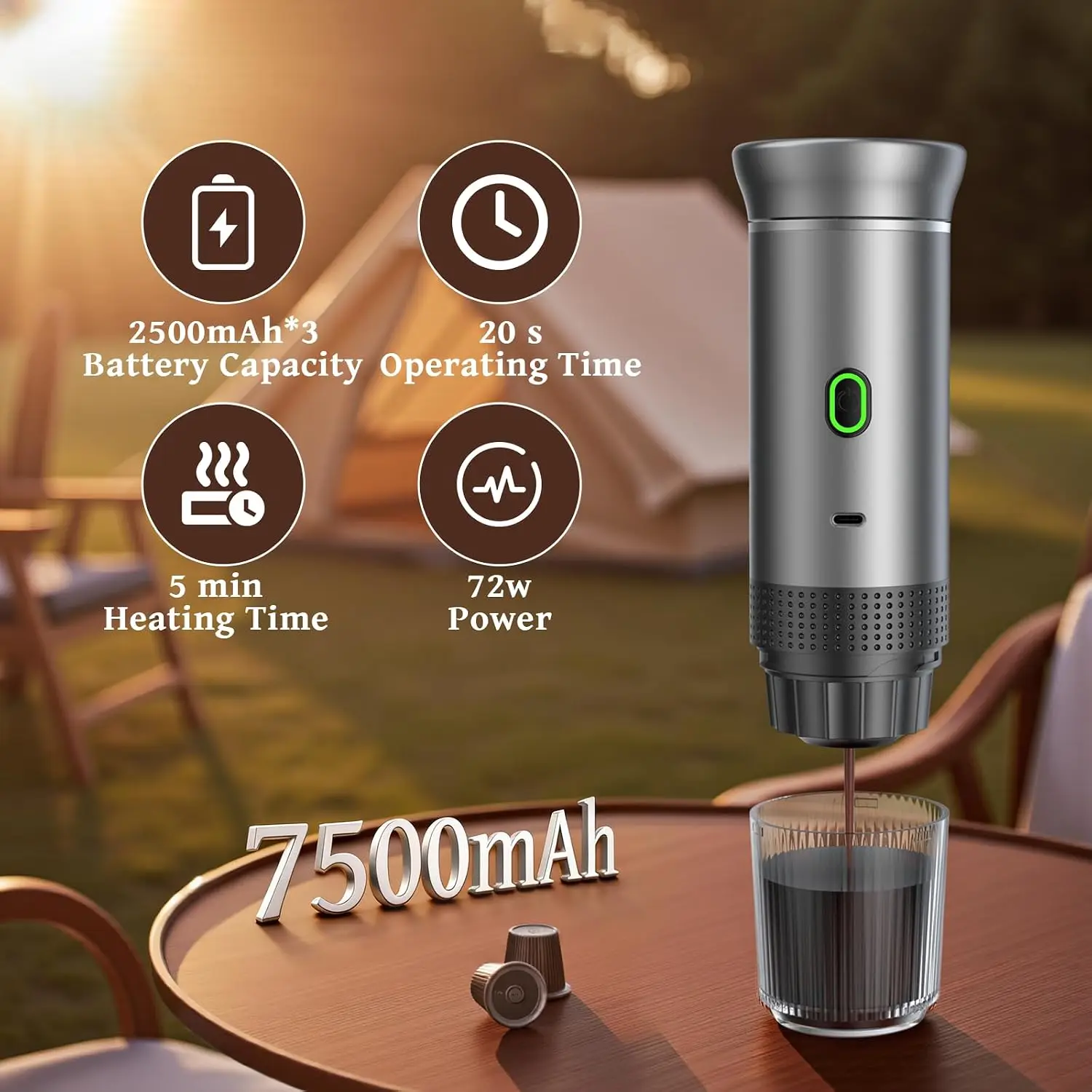 2026 New Upgrade Portable Coffee Maker Espresso Machine, Travel Espresso Maker, Cafetera Portatil Expreso With Small Tea Cup