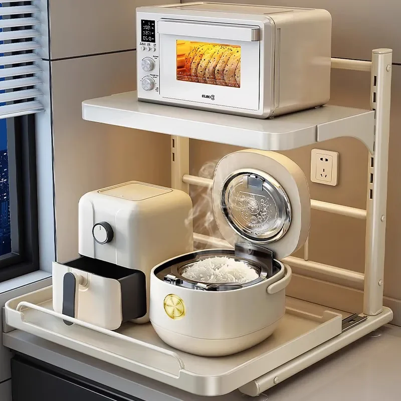 for Pull-out Rice Cooker Rack Kitchen Multi-functional Countertop Oven Appliance Microwave Oven Integrated Storage Shelf