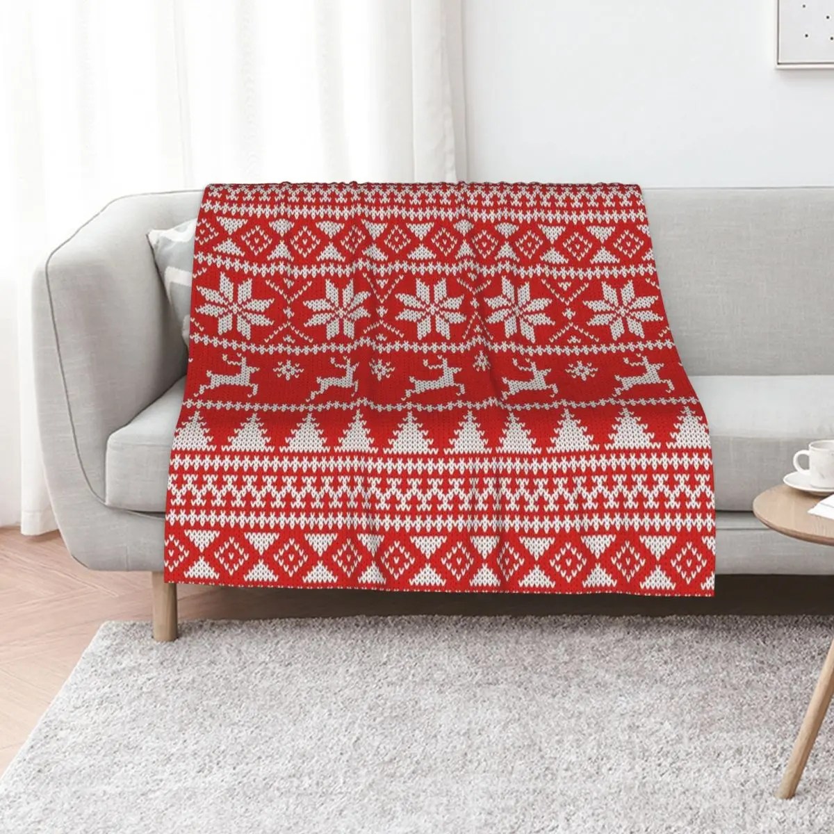 Fair Isle Christmas Throw Blanket Hairys Loose for sofa wednesday decorative warm for winter Blankets