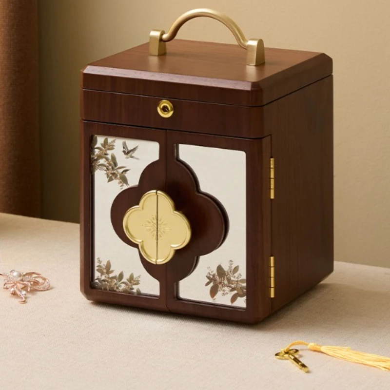 

Wooden gold jewelry storage box, light luxury high-end jewelry box