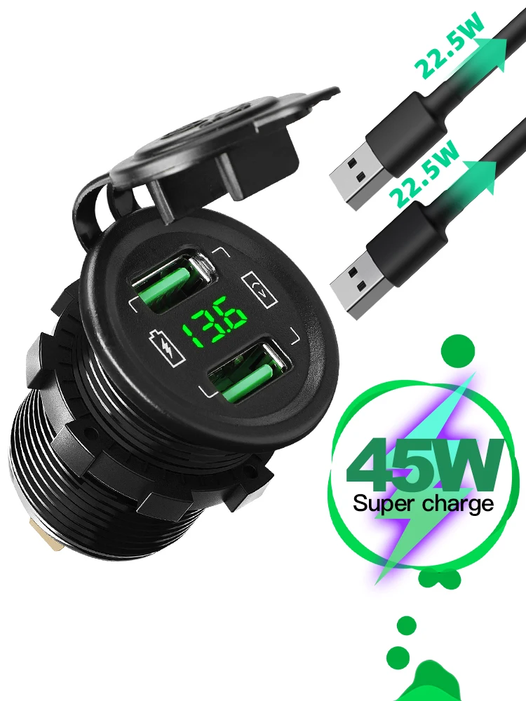 12V 7 Gang ON-Off Rocker Toggle Switch Panel QC PD Quick Charge Voltmeter Waterproof USB Car Charger Accessories Truck Boat RV