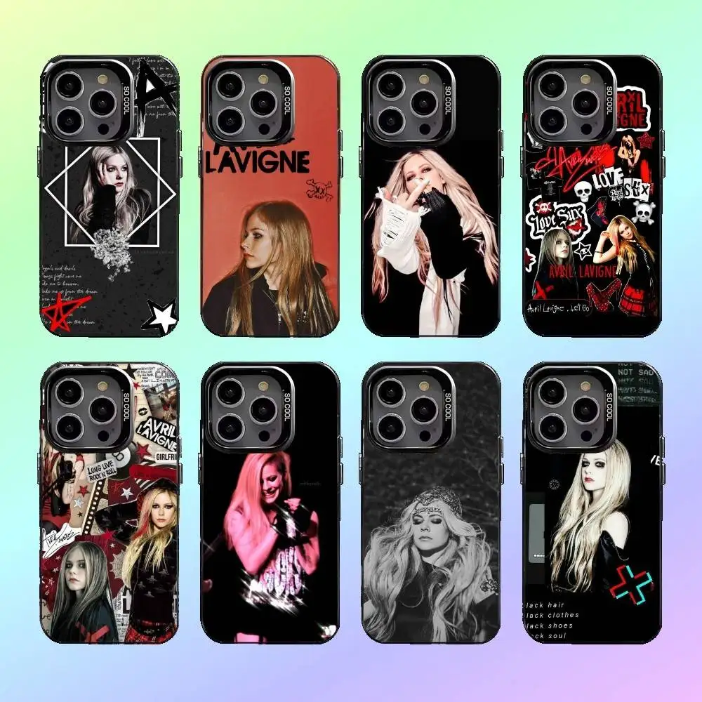 

Singer Avril L-Lavigne Phone Case For iPhone17,16,15,14,13,12,11 Lens Border Silver Plated Cover Candy Matte Cover