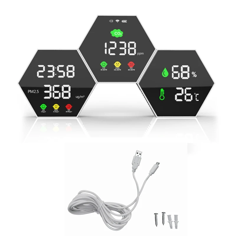 Air Quality Detector Monitor Indoor Tester Carbon Dioxide Sensor Wall-Mounted Co2 Detector Carbon Dioxide Monitor