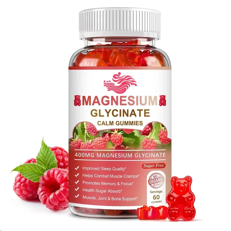 

Glycine Magnesium Gummies, Magnesium Malate, Vitamin D, B6, and Coenzyme Q10 60 Capsules