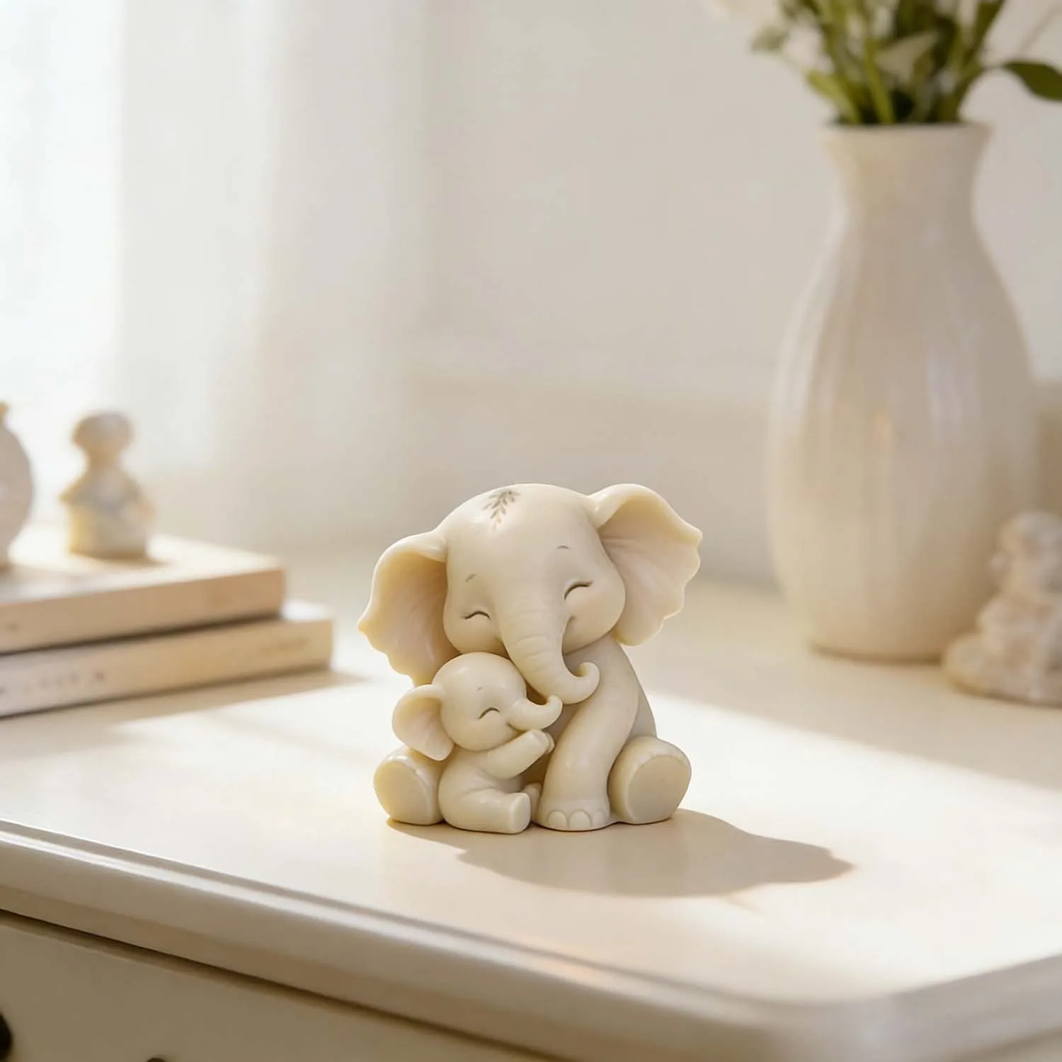Molde de silicona para resina, Molde de silicona para vela con diseño de Madre Elefante de Orejas Grandes, Molde de resina epoxi de elefante sentado/parado para el hogar
