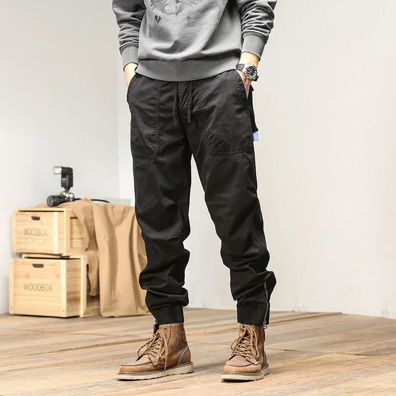 

Trendy Men's Workwear Pants Spring Autumn Loose Fit Long Trousers Wear Resistant Cuffed Sports Casual Faionable Versatile