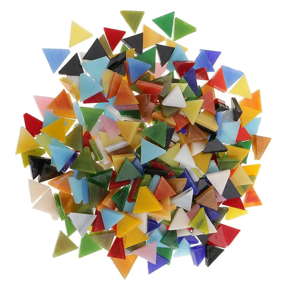 300pcs Triangle Rhombus Shape Glass Mosaic Making Mosaic Tiles Tessera for Arts DIY Craft 12mm