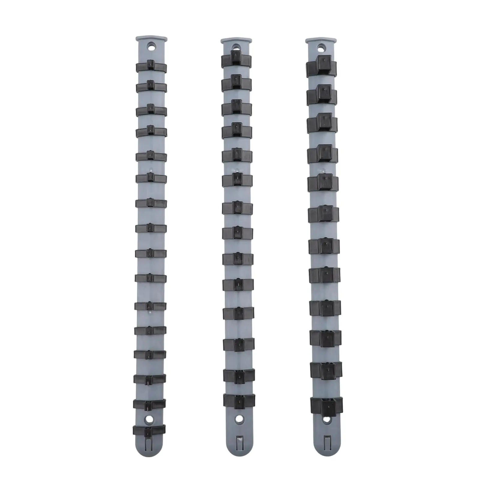 3pcs/Set Plastic Socket Organizer 1/4 3/8 1/2 Inch Socket Tray Rail Rack Storage Holder 1/4 3/8 1/2 In Socket Clip Rail Surpport