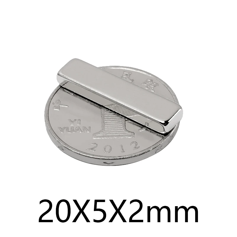 20x5x2mm piccoli magneti quadrati neodimio magnetico 20*5*2mm forte magnete rettangolare per terre rare NdFeB permanente