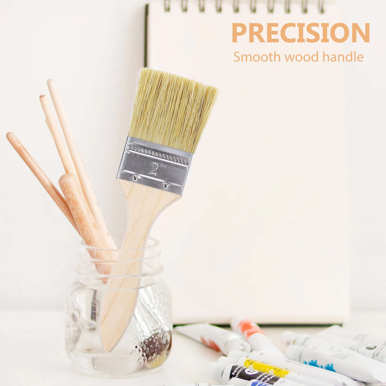 23pcs Paint Wooden Handle Bristle Brush for Wall and Furniture Painting (2inch, Thin Handle) Paint Brush