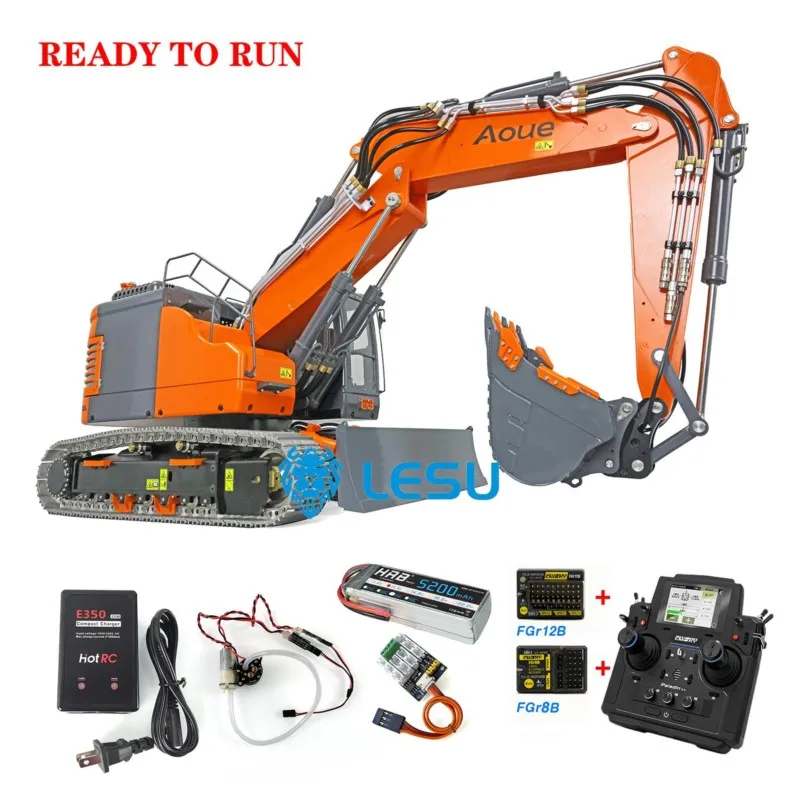 LESU 1/14 Metal Hydraulic RC Excavator Model Aoue ET26L PL18EV Valve Smoke Motor Outdoor Toys THZH1268