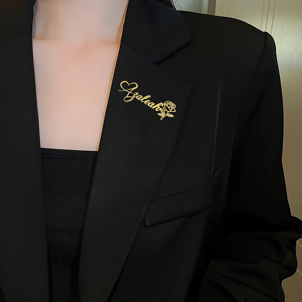 Customized name romantic rose brooch, exquisite, elegant and fashionable brooch, perfect gift for mothers and wives on holidays