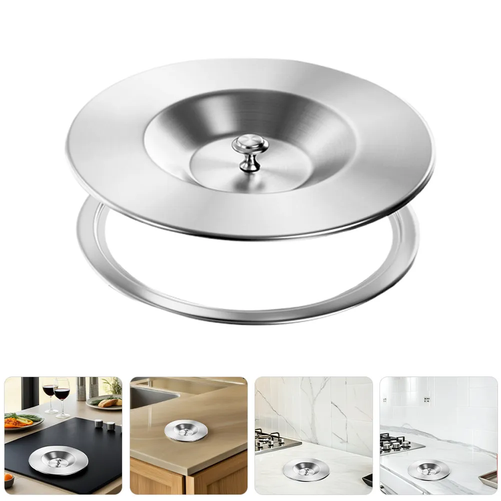 

1Set Stainless Steel Embedded Trash Can Lid Round Cover Kitchen Countertop Waste Container Recessed Garbage Bin Lid Silver