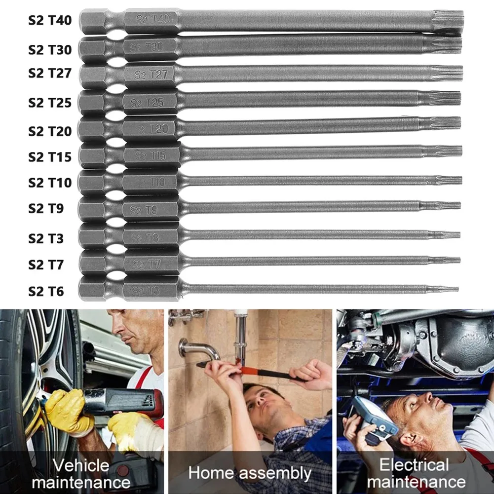 

11pcs 150mm Long Magnetic Torx Screwdriver Bits Electric Screwdriver Head T8 T9 T10 T15 T20 T25 T27 T30 T35 T40