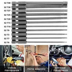 11pcs 150mm Long Magnetic Torx Screwdriver Bits Electric Screwdriver Head T8 T9 T10 T15 T20 T25 T27 T30 T35 T40