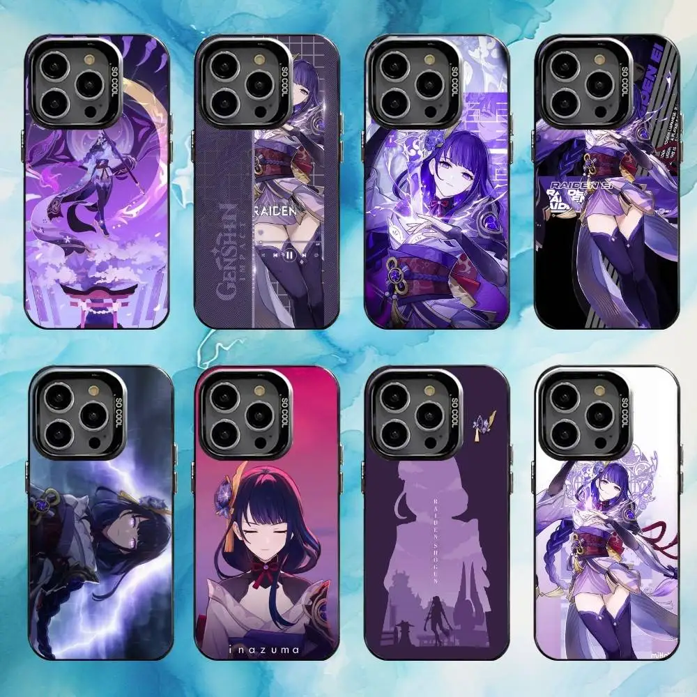 

Genshin R-Raiden Shogun Phone Case For iPhone17,16,15,14,13,12,11 Plus,Pro Max Black Candy Matte Shockproof Cover