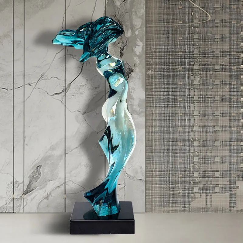 Home entrance abstract figure sculpture transparent resin ornament villa model room soft decoration