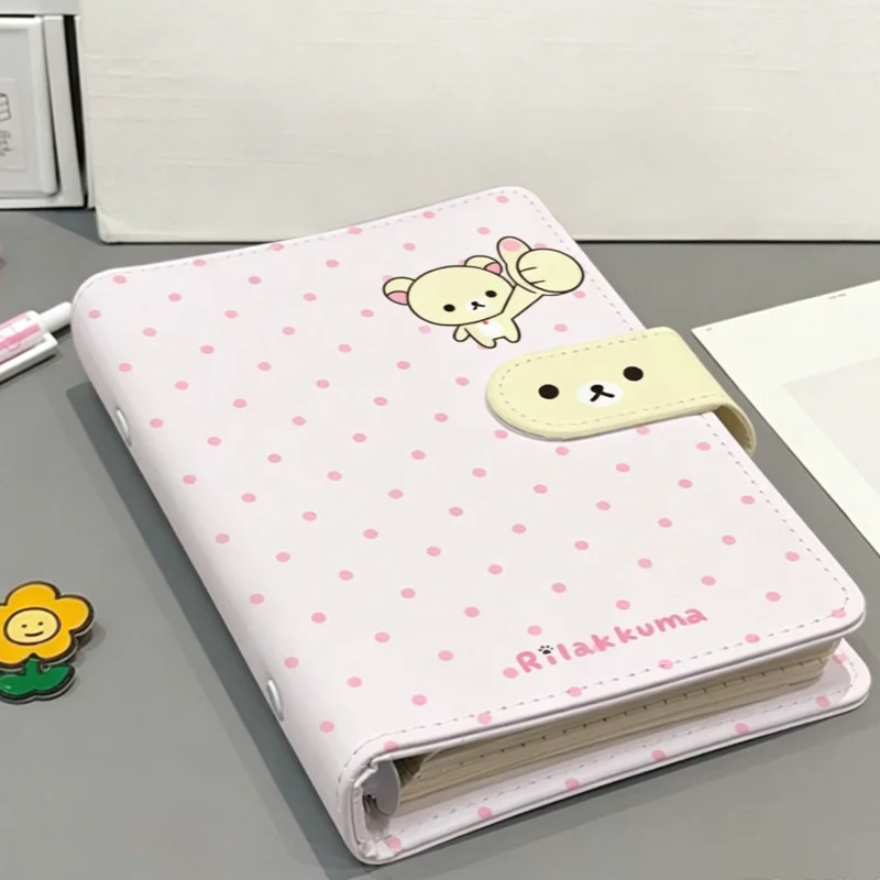 A6 45 Pages Rilakkuma Cute Polka Dot Pink Cortical Shell Underline Notepad Detachable Loose Leaf Take Notes Friends Holiday Gift view 6