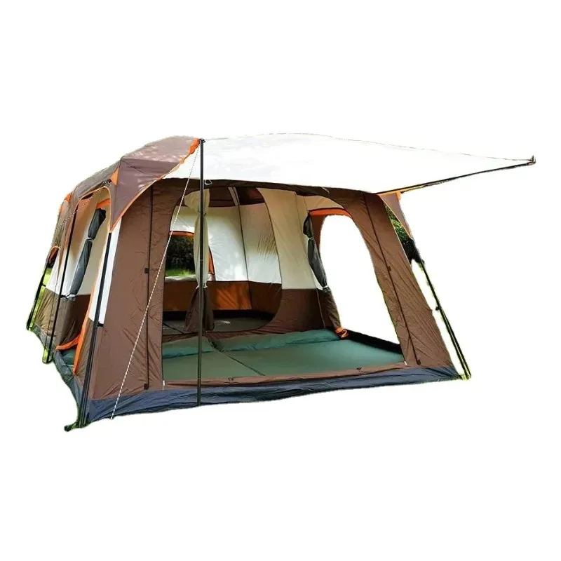 

Factory Hot Selling Large luxury double layer 2 rooms 1 living room 6-10 persons family camping outdoor waterproof tent