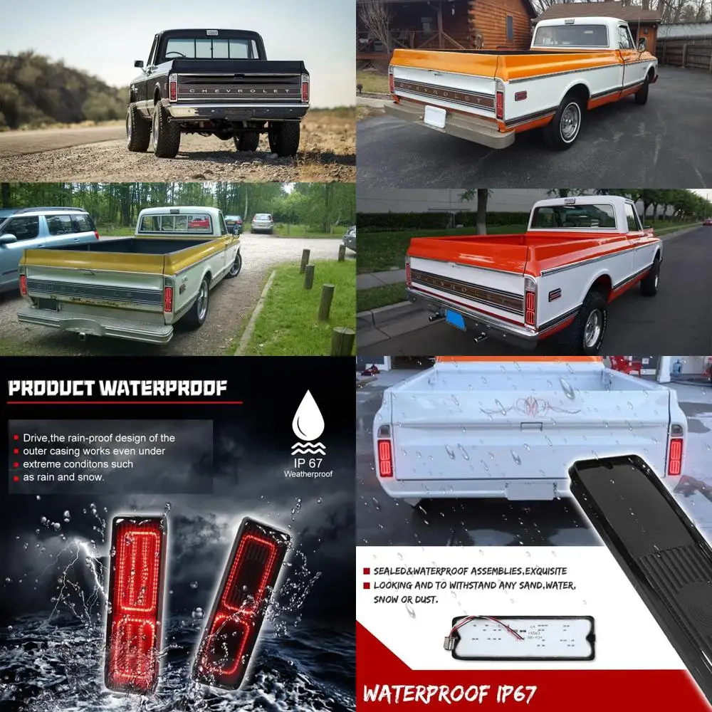 

for 1967 1968 1969 1970 1971 1972 Chevy C10 GMC Pickup Truck Rear Tail Brake Light Tailight Smoked Lens Red LED Lamp with Gasket