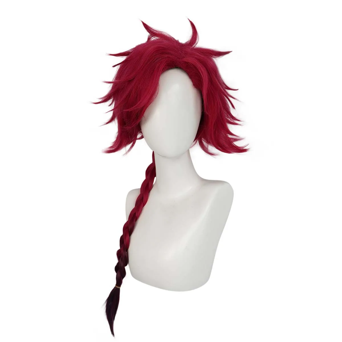 Men Halloween Roleplay Anime Link Click Cosplay Prop Vein Long Wine Red Braid Hair Wig