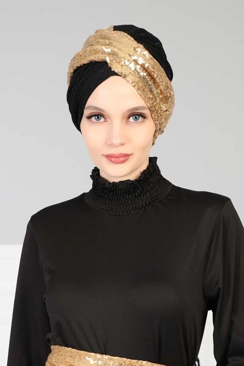 Hijab Knochen pailletten Gold