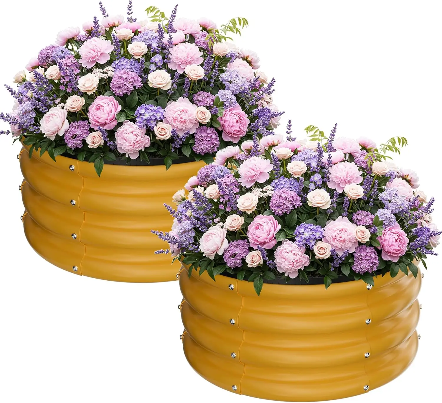 

Комплект круглой оцинкованной приподнятой садовой кровати, желтый открытый садовый приподнятый ящик для цветов, круглые большие металлические приподнятые садовые кровати для овощей