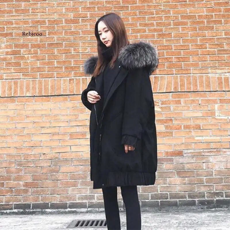 2021 NEW Winter Jacket Female Large Size Loose Black Down Cotton Pregnant Woman Coats Women Cotton Quilted Parkas Overcoat