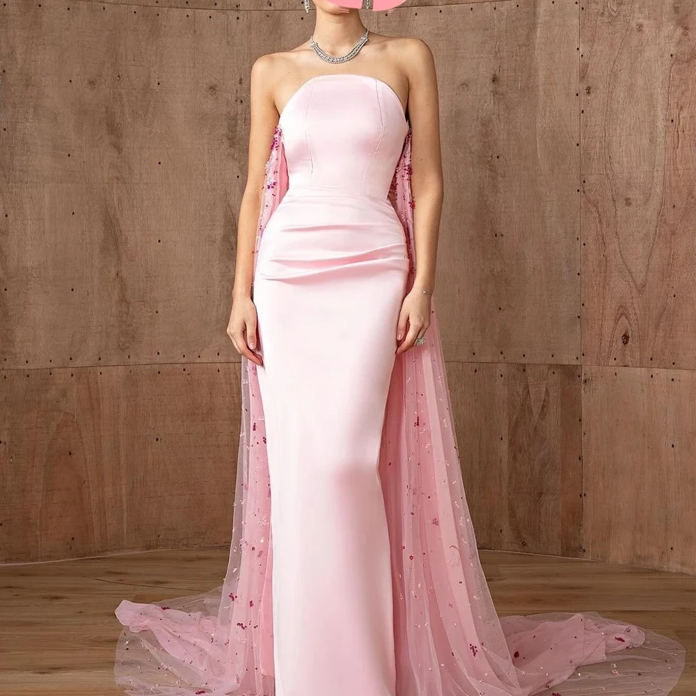 

Customized High quality Classic Exquisite Jersey Pleat A-line Strapless Long Dresses Prom Dresses Retro Matching Formal