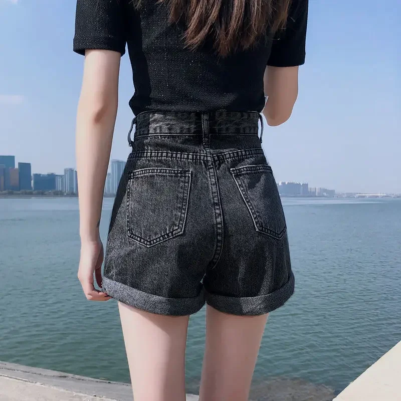 Short en Jean Court de Style Coréen pour Femme, avec Poche à la Taille, Élégant, Kpop, Décontracté, Fleuri, artificiel astique, de Styliste, Été