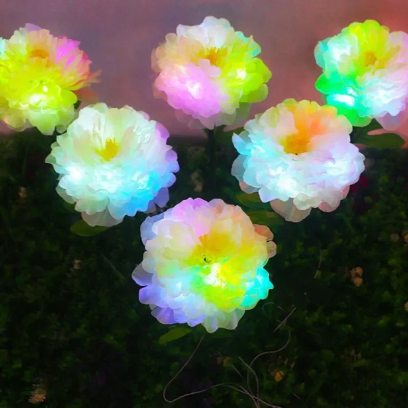 1 Heads Solar Lights Outdoor Decorative Solar Garden Lights Rose Flower Lawn Lamp for Yard Patio Garden Decor