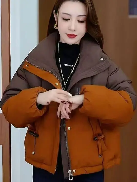 Damen ort Thiened Stehkragen Brotmantel Baumwolle Jaet Warm Sli Neue Winter Faionable Baumwolle Kleidung Oberbekleidung