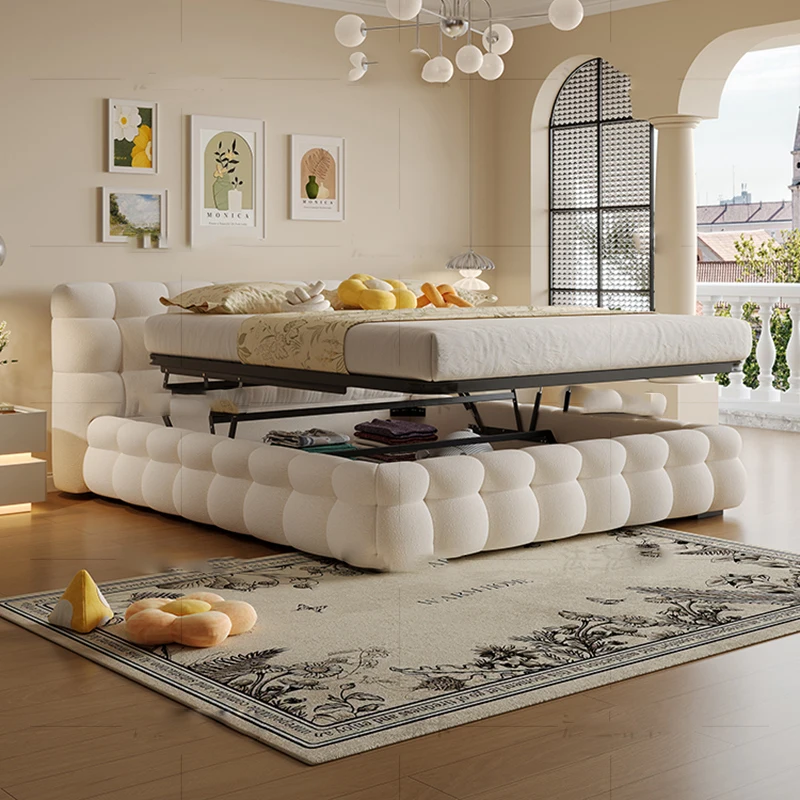 Floating Double Modern Bed Headboards Loft King Size Bedroom Bed Platform Princess European Design Muebles Trendy Furniture