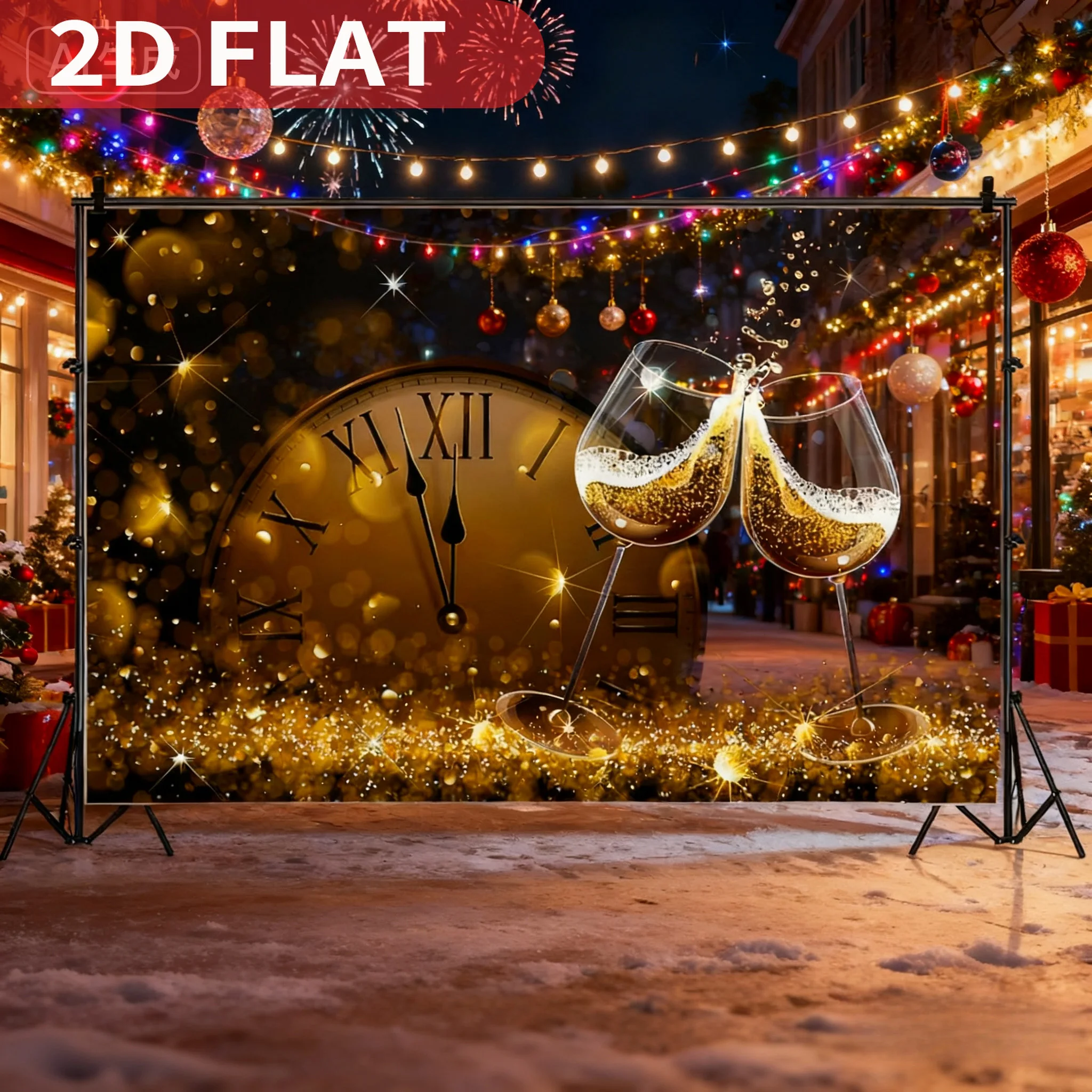 

1pc Happy New Year Studio background Countdown Party Backdrop Durable Polyester New Year Eve Christmas Winter Holiday Festival