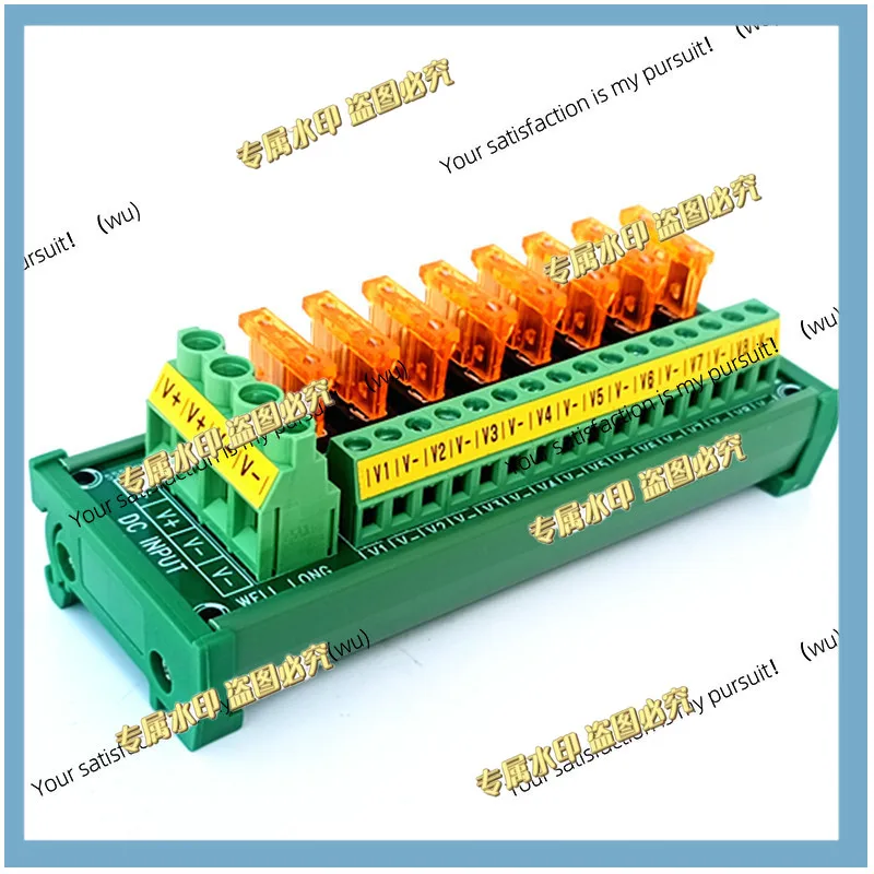 8 Position DIN Rail Mount DC Power Fuse Distribution Strip Module Terminal Block