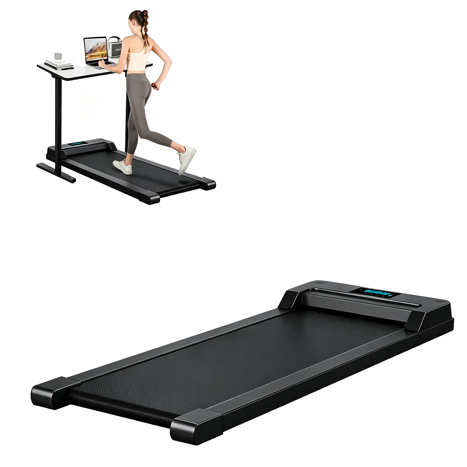 Quiet Under Desk Walking Pad 3.5HP Motor Portable Compact Treadmill 12-Speed LED Display 300 LBS Capacity for Walking Jogging and Running Home Office Apartment