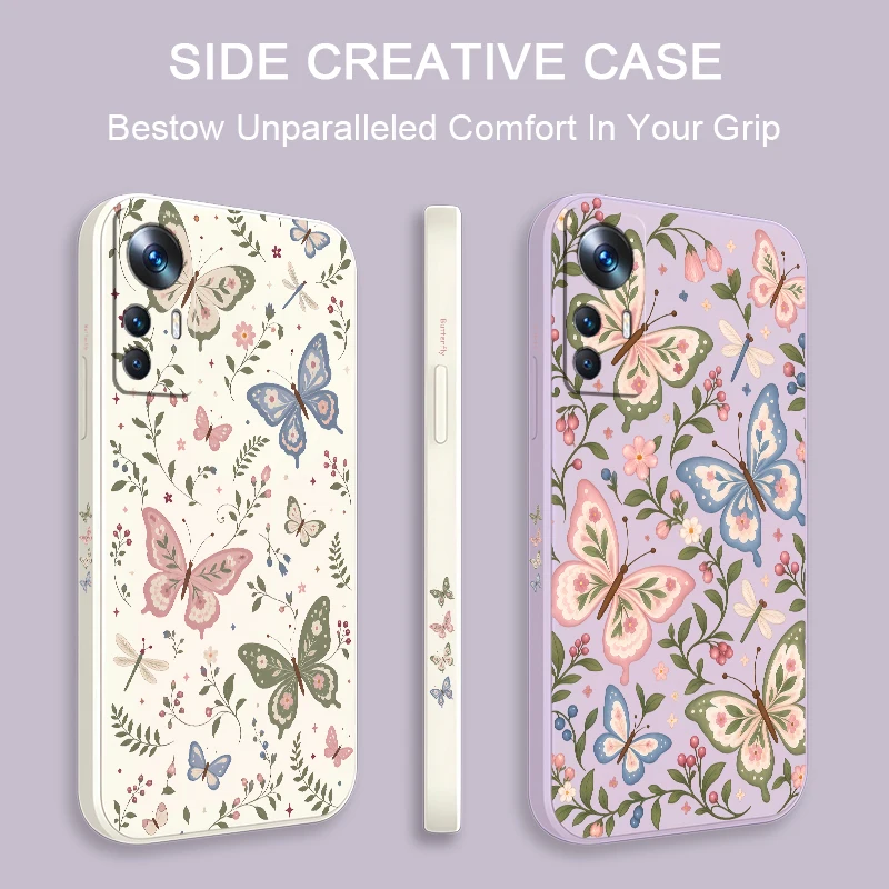 Flowers Butterfly Print Phone Case For Xiaomi 17T 15T 14T 12T 11T 10T Pro 15 Ultra 11 Lite Lens Protect Silicon Soft Covers Capa