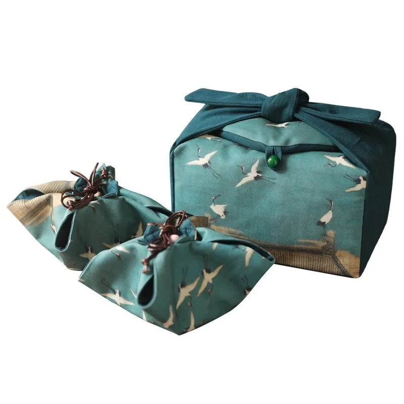 Tea Cup Bags with Drawstring Foldable Cloth Bag Chinese Style Printed, Scenic Travel Bag Teapot Tea Set Storage Organizer view 5