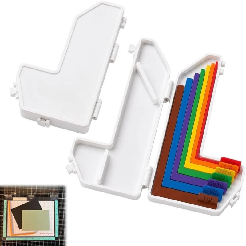 Papercraft Alignment Guide Set Includes Storage Box 7 Edge Precision Laminated Spacers Color Coded Card Making Scrapbooking DIY