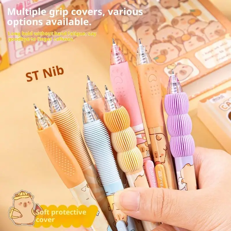 4 pezzi simpatico cartone animato capibara penna gel ad asciugatura rapida penna neutra studente bambini scuola scrittura studente forniture di cancelleria regali