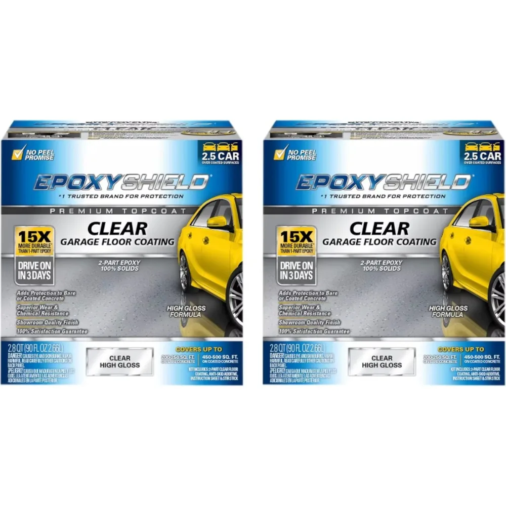 292514-2PK EpoxyShield Premium Clear Floor Coating Kit, 2.5 Car, Gloss Clear, 2 Pack