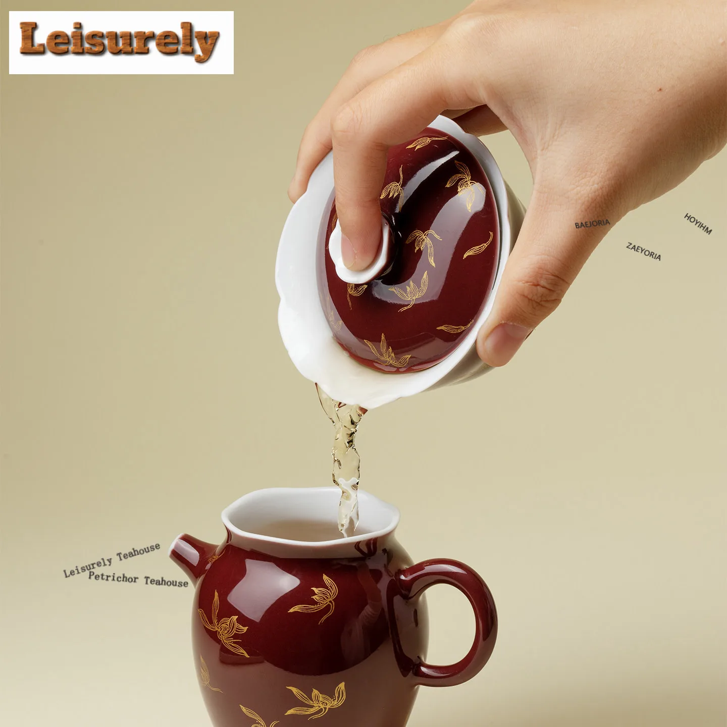 100ml Gold Stamp Magnolia Gaiwan Ancient Tea Tureen Tea Bowl With Lid Kit Tea Making Cover Bowl Chinese Tea Set Ornaments Gift