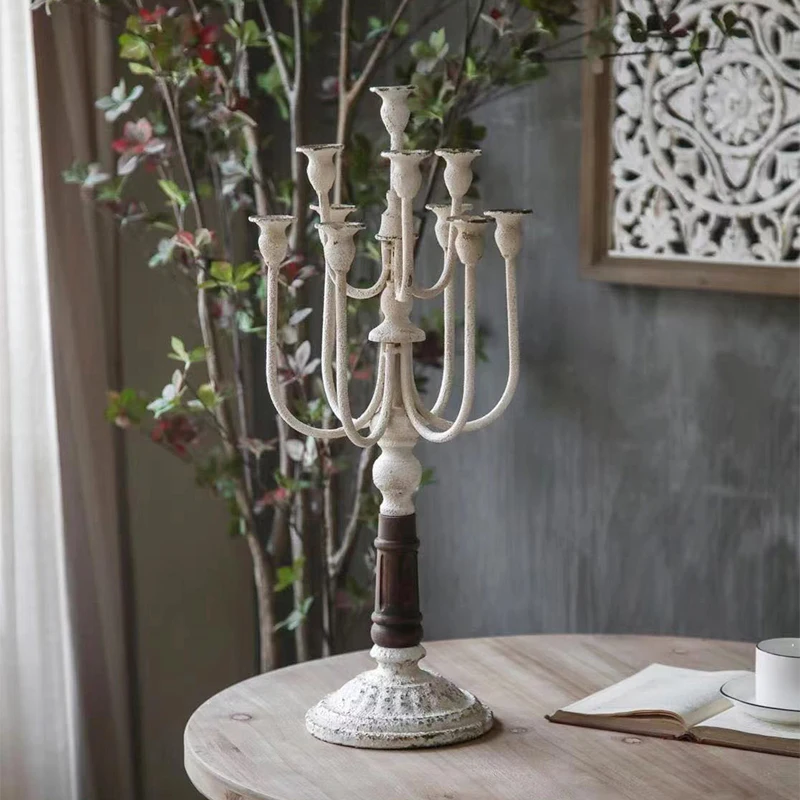 

French retro candlestick ornament American country foreign trade candle fireplace Vintage candlestick pedestal Baroque creativit