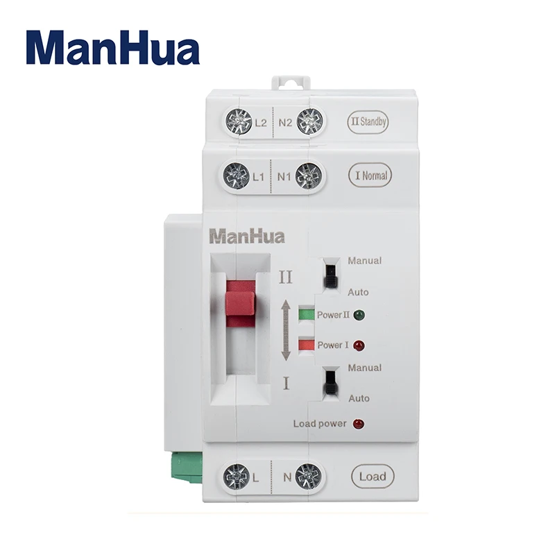 ManHua 2P AC 220V 63A 2 Poles Mini Household ATS Dual Power Automatic Transfer Switch for Home Use Pc Class