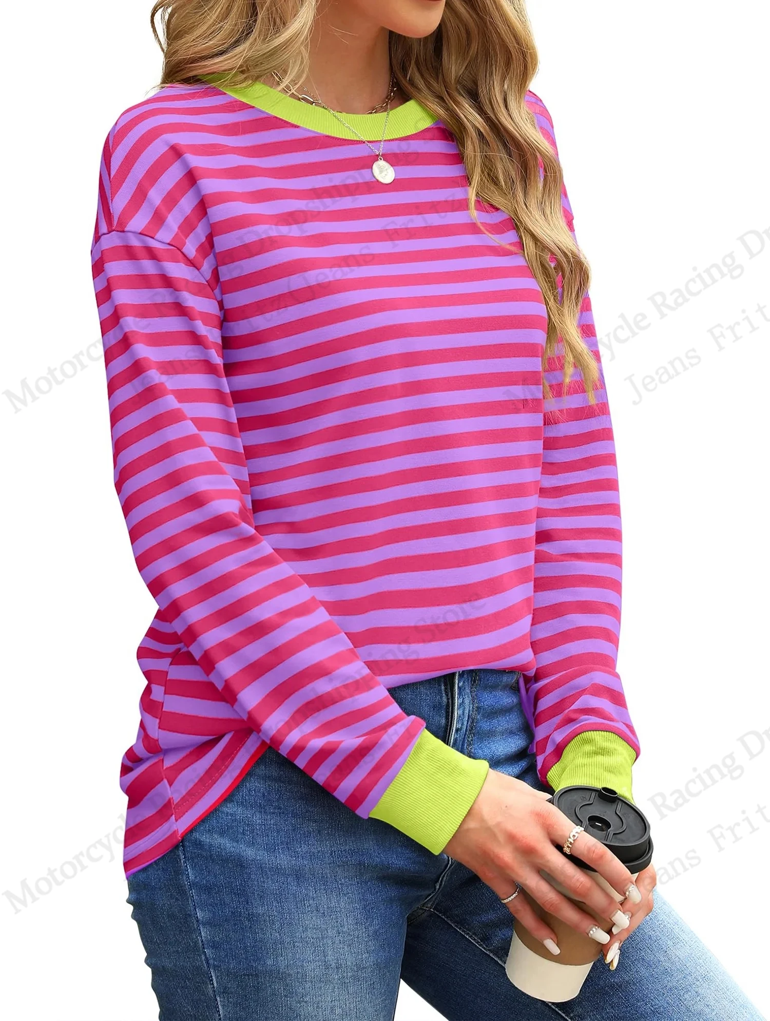 مخطط ثلاثية الأبعاد طباعة المتضخم كم طويل تي شيرت المرأة موضة عادية تونك القمم الترفيه اليومي بلايز تيز كتلة بلوزة يقع جديد