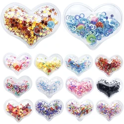 10 pz 38x30mm a forma di cuore trasparente Qucksand Shaker Bling paillettes accessori per fermagli per capelli fai da te decorazione del telefono artigianale, 10 yc18144