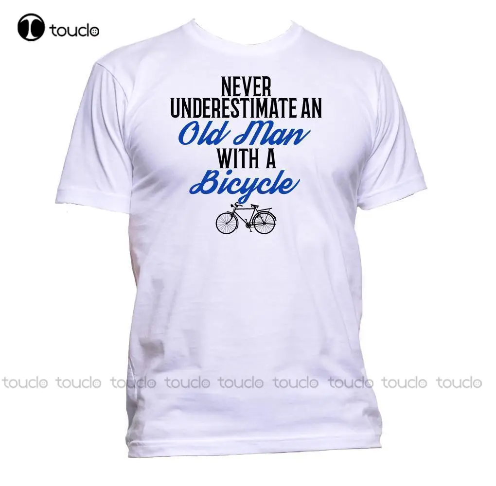 Print T Shirt Men Hot Never Underestiate An Old Man with A Bicycle Slogan Biker T-Shirt Mens Womens O-Neck T Shirt